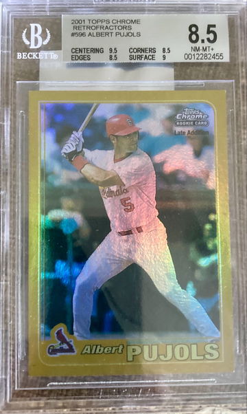 2001 Topps Chrome Albert Pujols Retrofractors Rainbow Holofoil BGS 8.5 #596 Late Addition Rookie