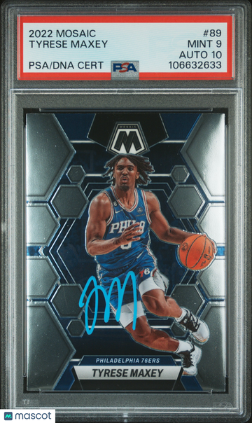2022 Panini Mosaic Tyrese Maxey #89 PSA 9 Auto 10
