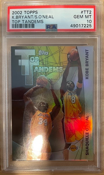 Kobe Bryant and Shaquille O’Neal 2002 Topps Insert #TT2 Top Tandems PSA 10 Gem Mint Low Pop