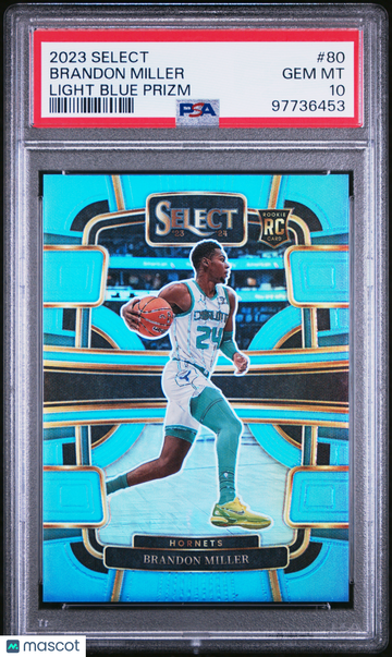2023 Panini Select Brandon Miller #80 Light Blue Prizm PSA 10