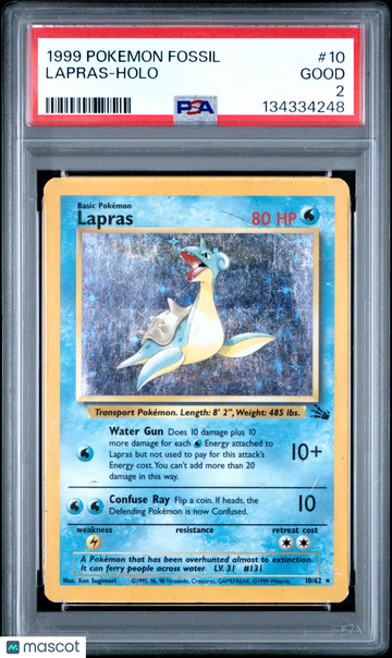1999 Pokemon Fossil Lapras Holo PSA 2 #10