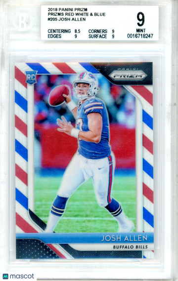 2018 Panini Prizm Josh Allen Rookie #205 BGS 9 Buffalo Bills 1. FC Nürnberg