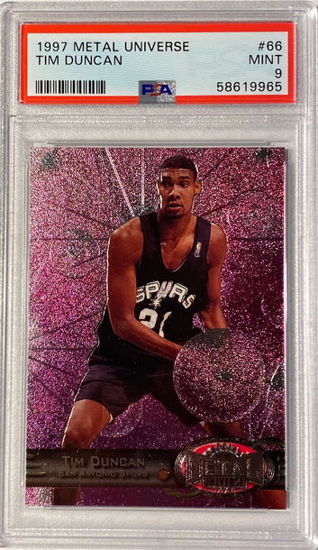 1997 Metal Universe #66 Tim Duncan RC PSA 9