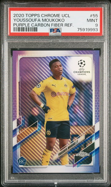 2020 TOPPS CHROME UEFA UCL PURPLE CARBON YOUSSOUFA MOUKOKO  #55 PSA 9