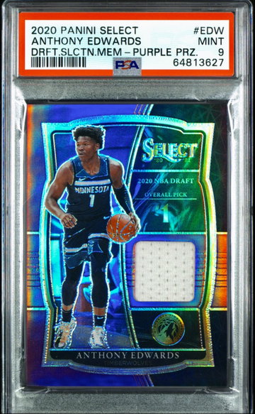 2020 Select Draft Selections Purple Prizm RC Anthony Edwards /99 PSA 9 Mint SP