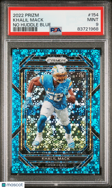 2022 Panini Prizm Khalil Mack #154 No Huddle Blue PSA 9