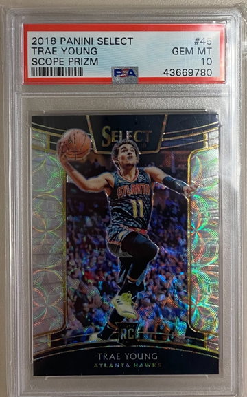 2018 Panini Select Scope Prizm #45 Trae Young Hawks RC Rookie PSA 10 - Super low pop !!!!!