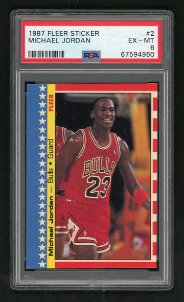 1987 Fleer Stickers Michael Jordan #2 PSA 6