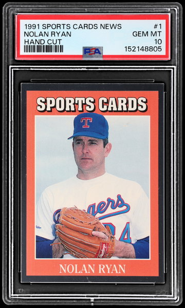 1991 Sports Cards News Nolan Ryan Allan Kaye's Hand Cut PSA 10