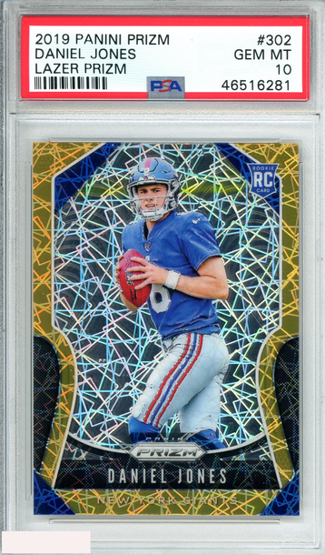 2019 PANINI PRIZM DANIEL JONES #302 LAZER PRIZM GIANTS ROOKIE RC PSA 10 GEM MT