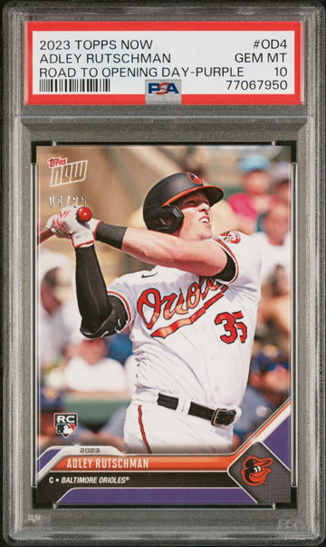 2023 TOPPS NOW ROAD TO OPENING DAY ADLEY RUTSCHMAN #OD4 DAY-PURPLE PSA 10