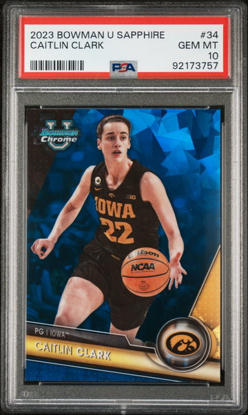2023 Bowman University Chrome Sapphire Caitlin Clark #34 PSA 10