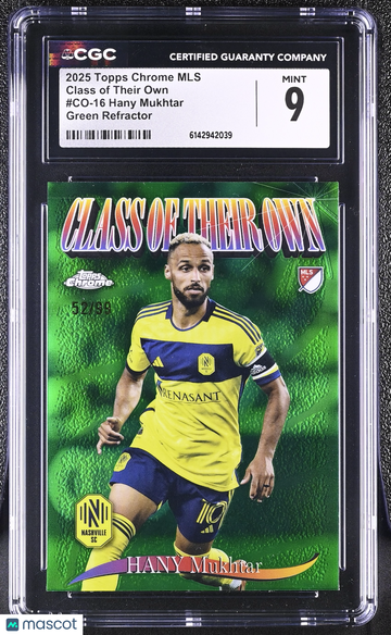 2025 Topps Chrome MLS Hany Mukhtar #CO-16 Green Refractor Class of Their Own 52/99 CGC 9