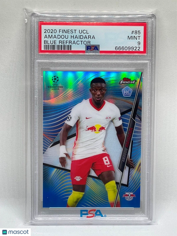 2020 Topps Finest UEFA Champions League Amadou Haidara #85 Blue Refractor PSA 9