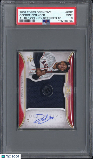 2018 Topps Definitive Collection George Springer #GSP Red Parallel/Variety PSA 9 Topps
