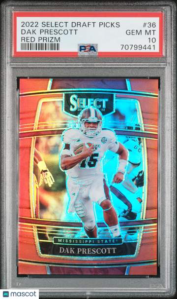 2022 Panini Select Draft Picks Dak Prescott #36 Red Prizm PSA 10