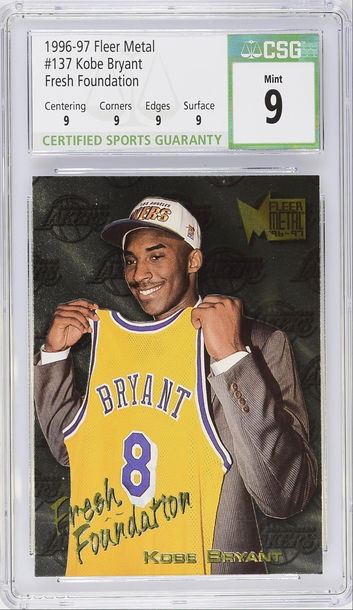 1996-97 Fleer Metal Kobe Bryant Fresh Foundations CSG 9 Mint