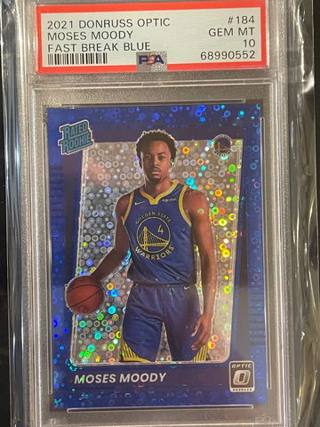 2021 Moses Moody Optic Fast Break Blue /50 PSA 10