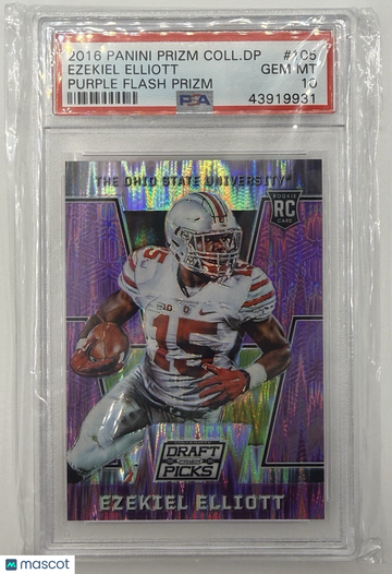 2016 Panini Prizm Collegiate Draft Picks Ezekiel Elliott #105 Purple Flash Rookie Base Set PSA 10