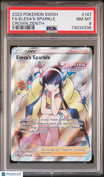 Crown Zenith Elesa's Sparkle Holo Ultra Rare (Full Art) PSA 8 #147/159