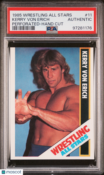 1985 O'quinn Wrestling All Stars Kerry Von Erich #11 Perforated Hand Cut PSA A
