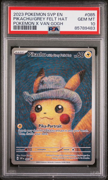 2023 Pokemon Black Star Promos Pokemon X Van Gogh Pikachu With Grey Felt Hat #085 PSA 10