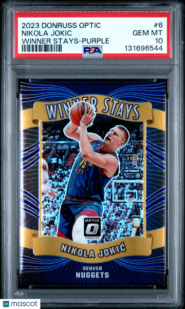 2023 Panini Donruss Optic Winner Stays Nikola Jokic #6 Purple PSA 10