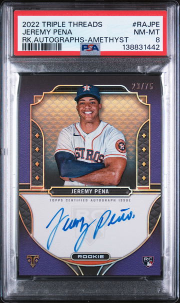 2022 Topps Triple Threads Rookie Autographs Amethyst Jeremy Pena #RAJPE /75 PSA 8