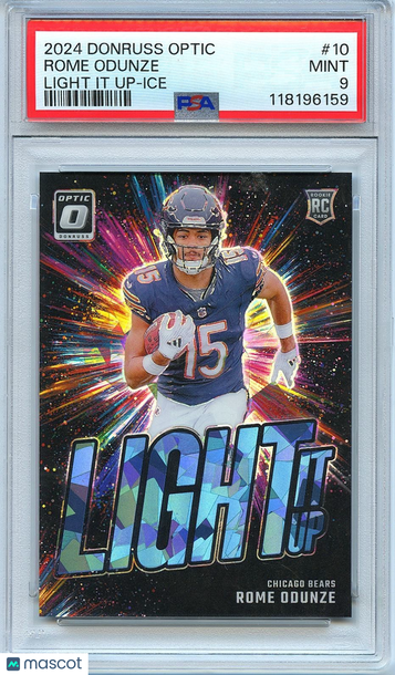 2024 Panini Donruss Optic Light It Up Rome Odunze #10 Ice Rookie PSA 9