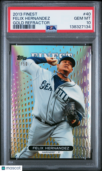 2013 Finest Felix Hernandez #40 Gold Refractor /50 PSA 10