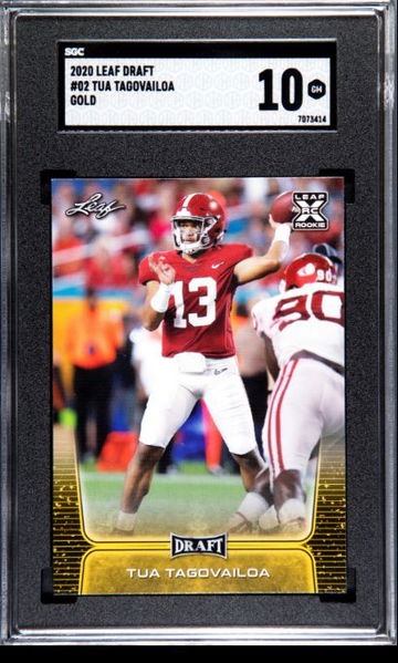 2020 Leaf Draft Tua Tagovailoa #2 gold Rookie SGC 10