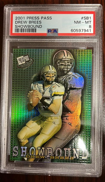 2001 Press Pass Showbound Drew Brees PSA 8