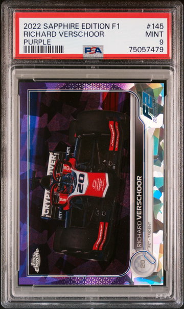 2022 Topps Chrome Formula 1 Sapphire Edition Purple Richard Verschoor #145 /10 PSA 9