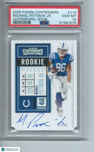 2020 Panini Contenders Michael Pittman JR. #114 Autograph Stub PSA 10