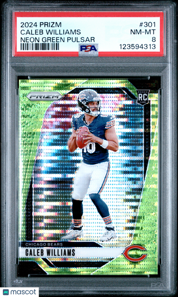 2024 Panini Prizm Caleb Williams #301 Neon Green Pulsar PSA 8