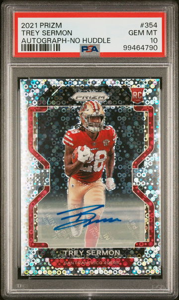 2021 Panini Prizm No Huddle Trey Sermon #354 RC Auto PSA 10