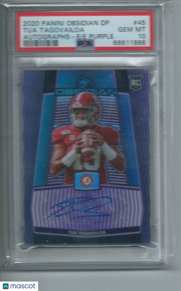 2020 Panini Obsidian Draft Picks Autographs Tua Tagovailoa #45 E E Purple PSA 10