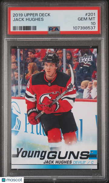 2019-20 Upper Deck Jack Hughes #201 Young Guns Rookie PSA 10