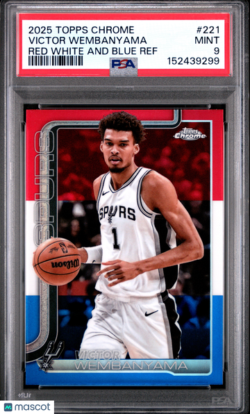 2025 Topps Chrome Victor Wembanyama #221 Red White And Blue PSA 9