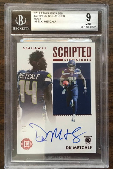 2019 Panini Encased Scripted Signatures Ruby DK Metcalf 1/9 - BGS 9
