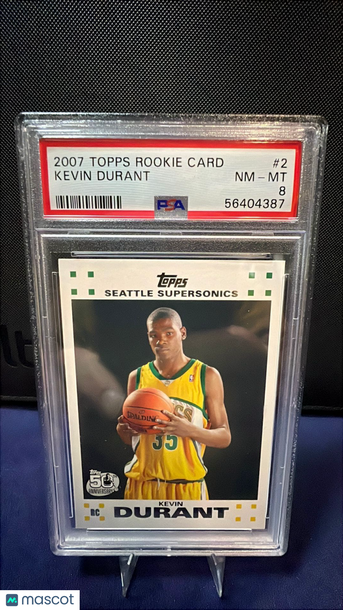Graded 2007 Topps Rookie Card Kevin Durant #2 PSA 8 Basketball Card