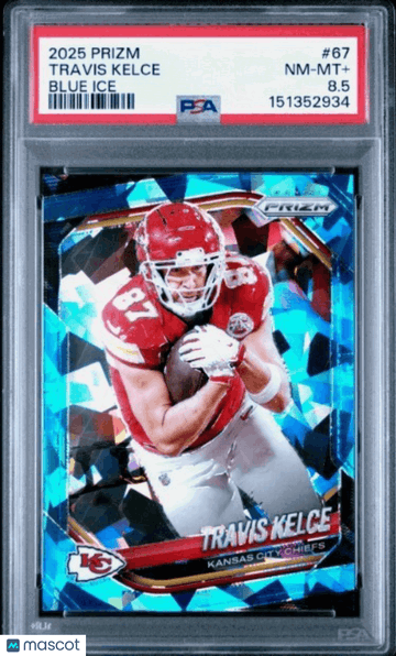 2025 Panini Prizm Travis Kelce #67 Blue Ice PSA 8.5