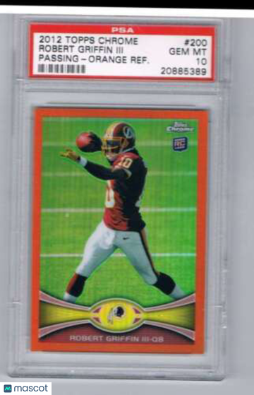 2012 Topps Chrome Robert Griffin III #200 Passing-Orange Ref. Base Set PSA 10