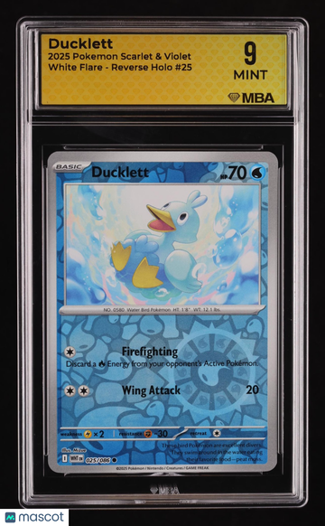2025 Pokemon Scarlet & Violet White Flare Ducklett Reverse Holo MBA 9 #25