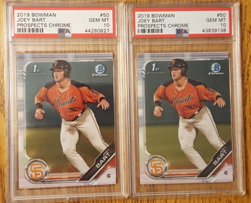(X2) 2019 Bowman Chrome Joey Bart PSA 10