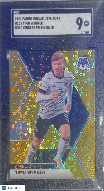 2021 Panini Mosaic Uefa Euro Timo Werner #124 Gold Circles Prizm SGC 9