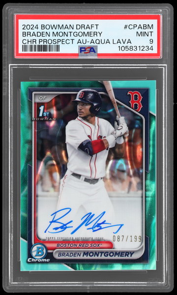 2024 Bowman Draft Braden Montgomery Chrome Autograph Aqua Lava Refractor PSA 9