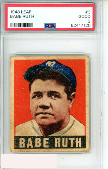 1948 LEAF BABE RUTH #3 PSA 2 GOOD