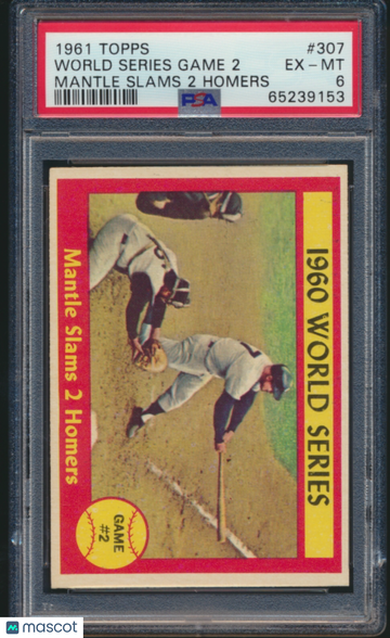 1961 Topps World Series Game 2 #307 Mantle Slams 2 Homers PSA 6