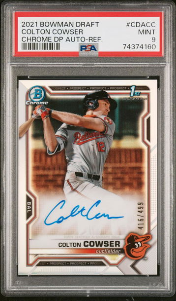 2021 BOWMAN DRAFT AUTO Colton Cowser REF PSA 9